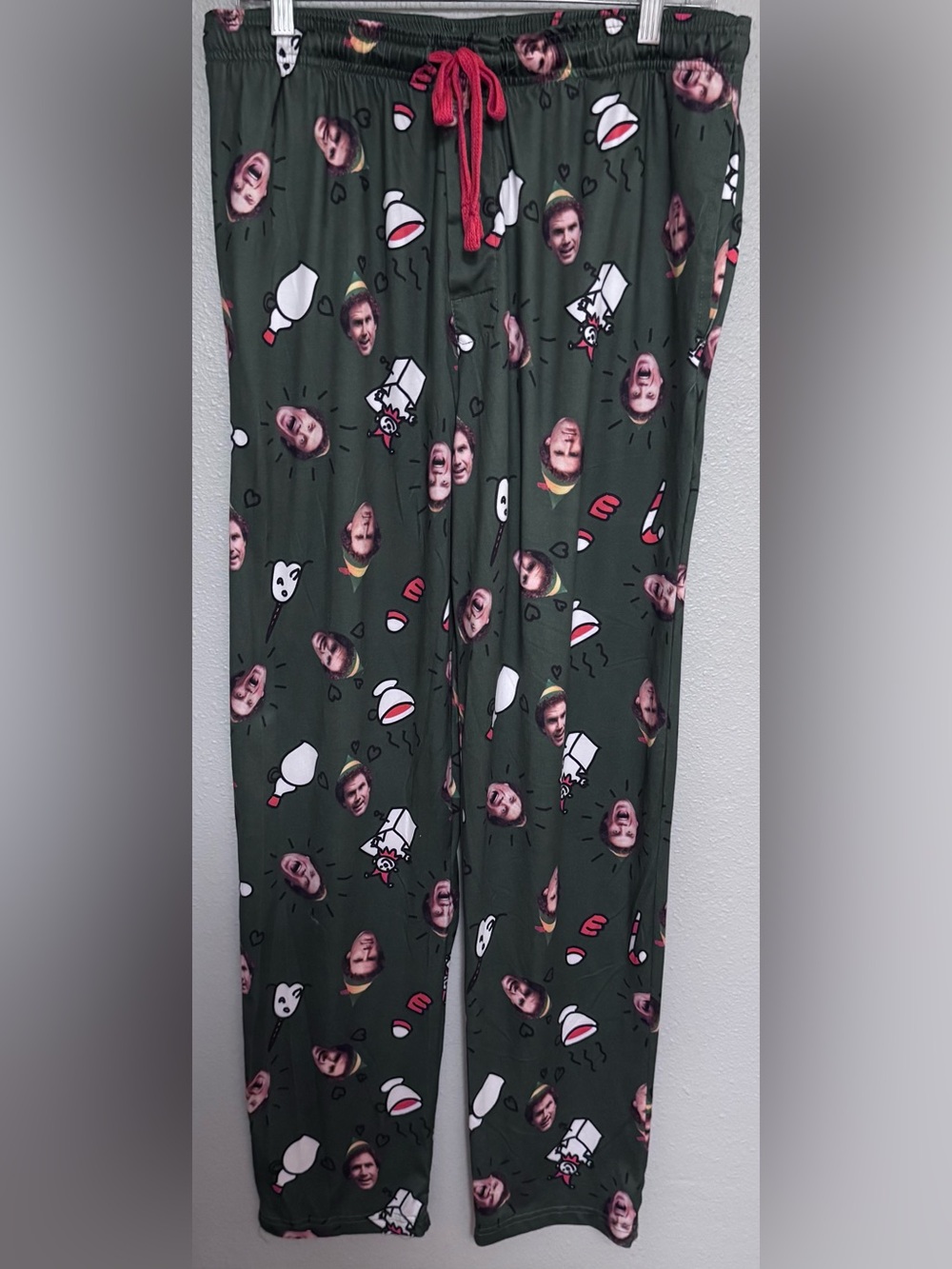 ELF Dark Green Novelty Face-Print Men's Pajama Pants